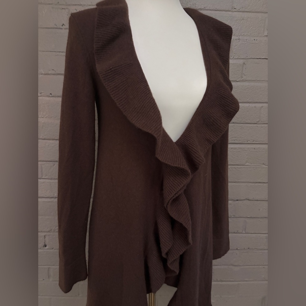 Lilly Pulitzer Cashmere Brown Ruffled Sweater - Picture 3 of 11